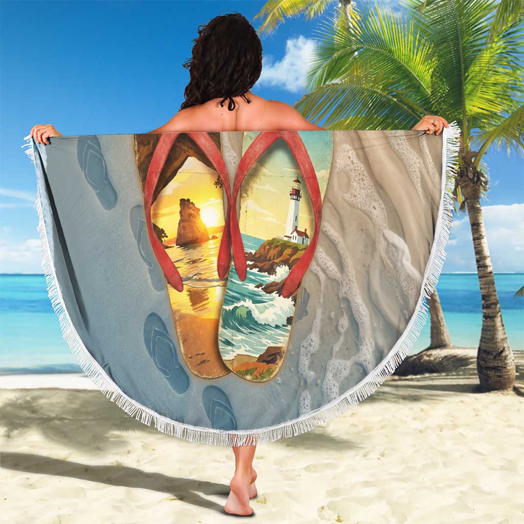 Kiwi Jandal Beach Life Beach Blanket New Zealand Flip Flops Ocean Wave Surf Style