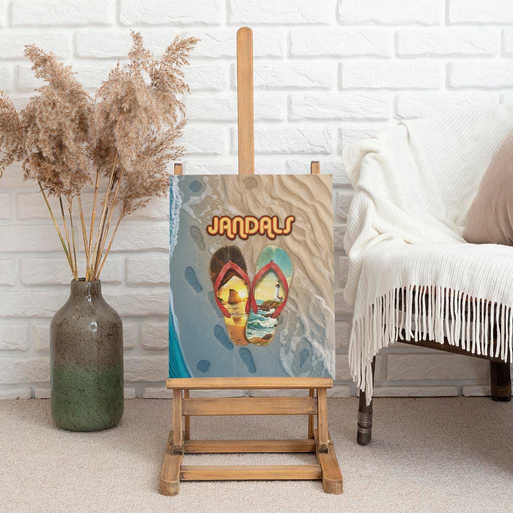 Kiwi Jandal Beach Life Canvas Wall Art New Zealand Flip Flops Ocean Wave Surf Style