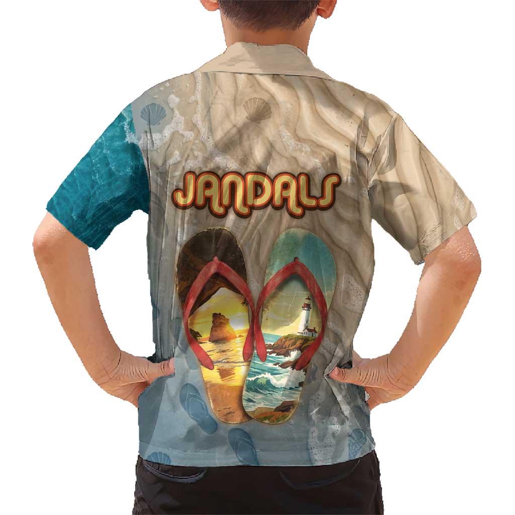 Kiwi Jandal Beach Life Family Matching Off Shoulder Maxi Dress and Hawaiian Shirt New Zealand Flip Flops Ocean Wave Surf Style TS04 - Polynesian Pride