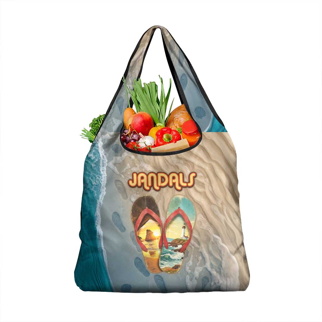 Kiwi Jandal Beach Life Grocery Bag New Zealand Flip Flops Ocean Wave Surf Style