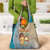 Kiwi Jandal Beach Life Grocery Bag New Zealand Flip Flops Ocean Wave Surf Style