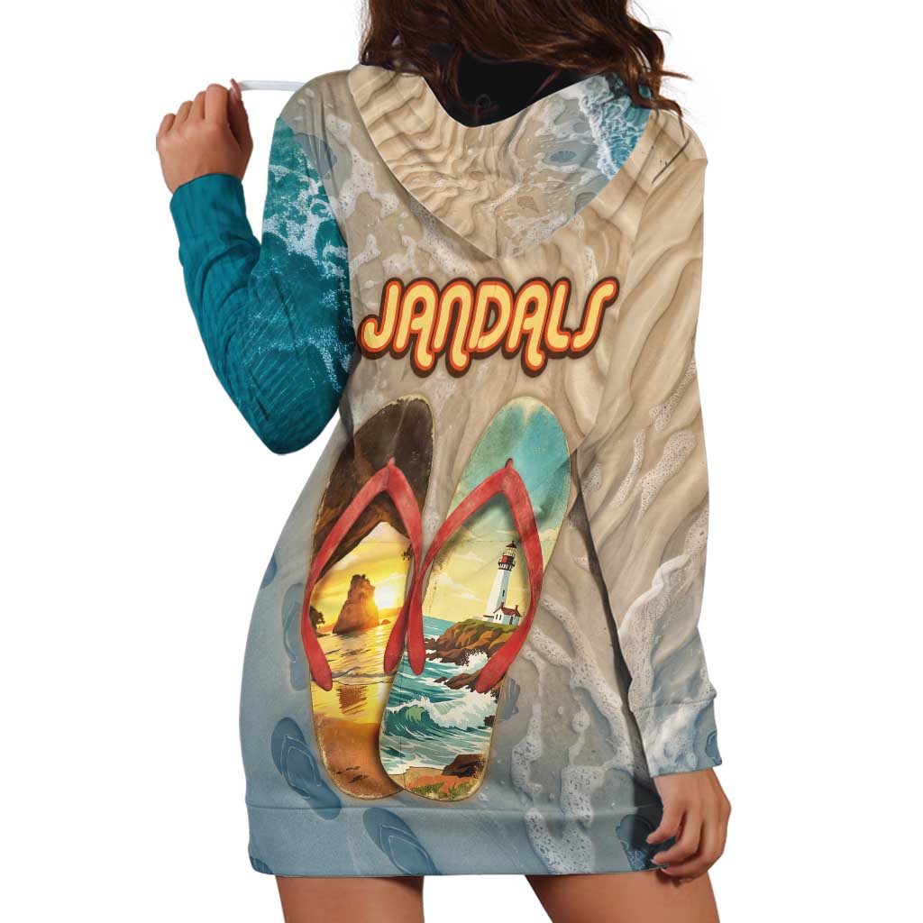 Kiwi Jandal Beach Life Hoodie Dress New Zealand Flip Flops Ocean Wave Surf Style TS04 - Polynesian Pride