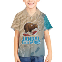 Kiwi Jandal Beach Life Kid Hawaiian Shirt New Zealand Flip Flops Ocean Wave Surf Style