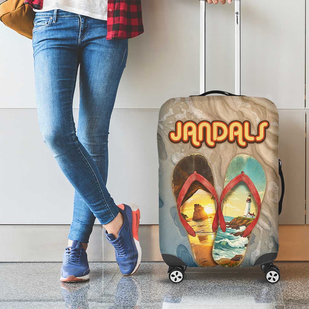 Kiwi Jandal Beach Life Luggage Cover New Zealand Flip Flops Ocean Wave Surf Style