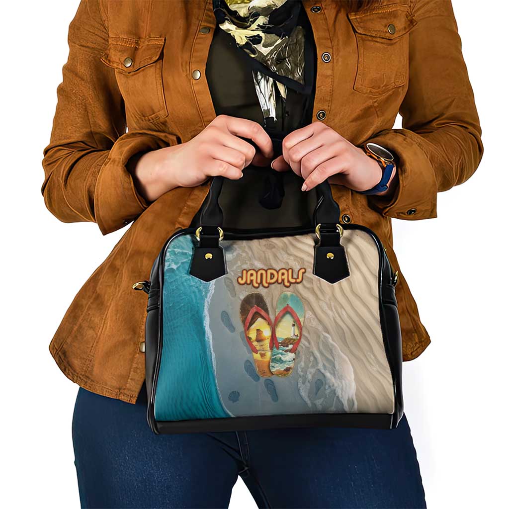 Kiwi Jandal Beach Life Shoulder Handbag New Zealand Flip Flops Ocean Wave Surf Style