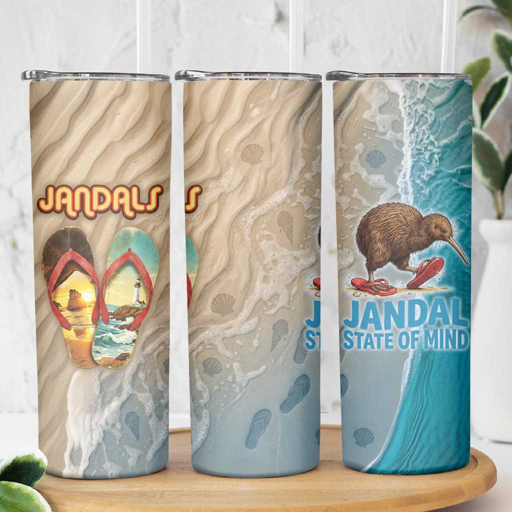 Kiwi Jandal Beach Life Skinny Tumbler New Zealand Flip Flops Ocean Wave Surf Style TS04 - Polynesian Pride