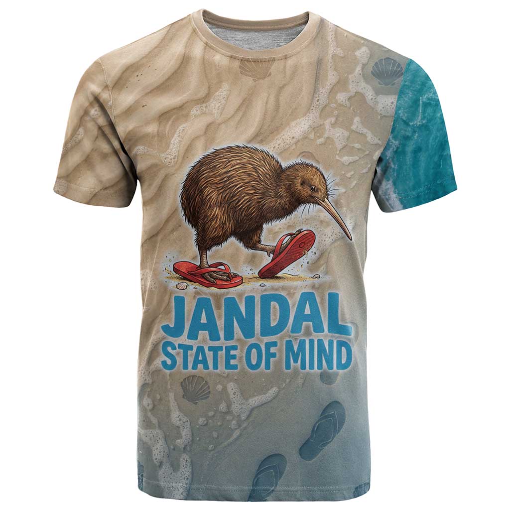 Kiwi Jandal Beach Life T Shirt New Zealand Flip Flops Ocean Wave Surf Style