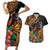 Polynesian Rottweiler Couples Matching Short Sleeve Bodycon Dress and Hawaiian Shirt Polynesian Pattern And Rottweiler TS04 Black - Polynesian Pride