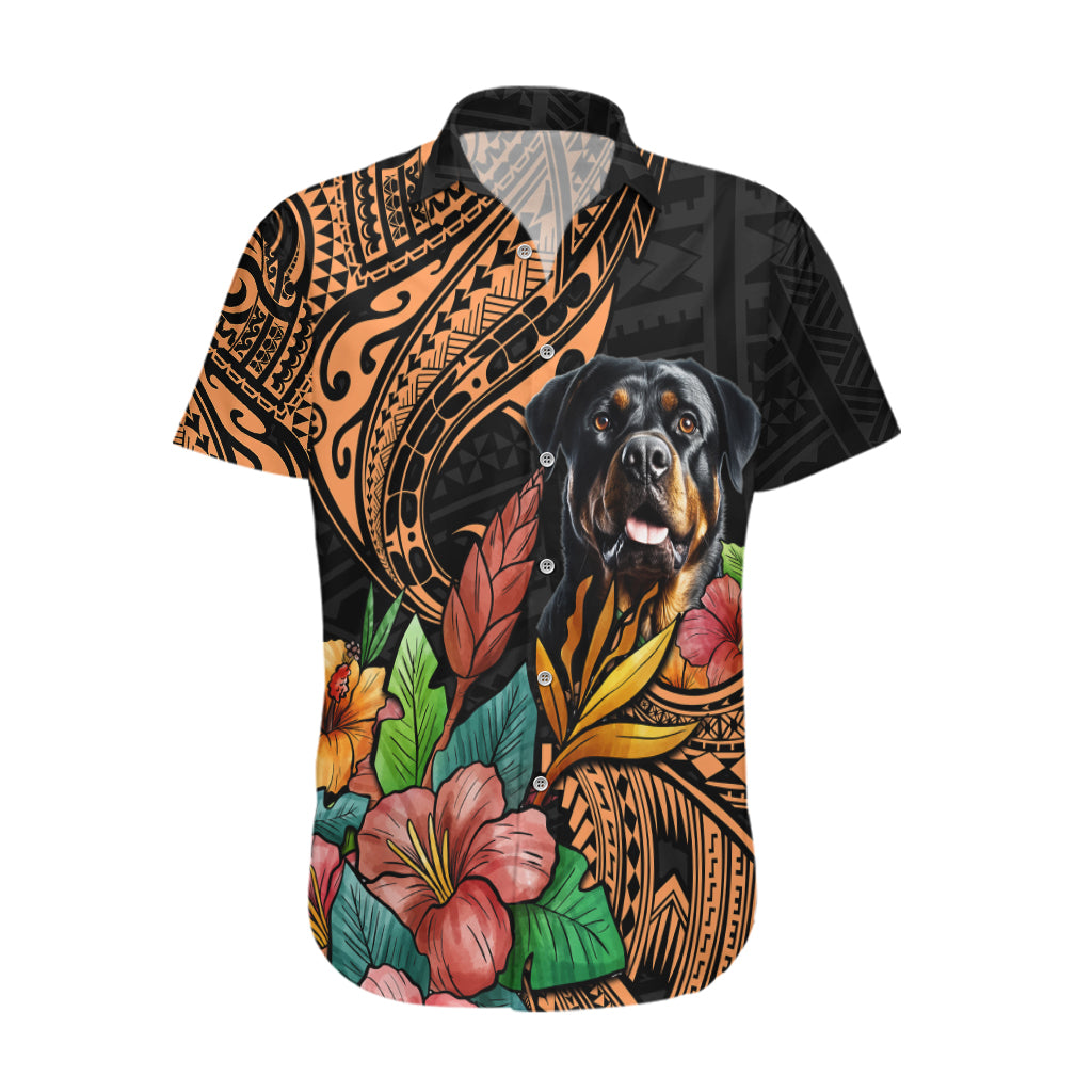 Polynesian Rottweiler Hawaiian Shirt Polynesian Pattern And Rottweiler TS04 Black - Polynesian Pride