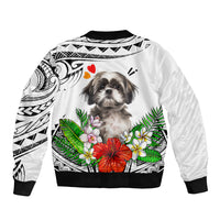 Polynesian Shih Tzu Sleeve Zip Bomber Jacket Polynesian Pattern And Shih Tzu TS04 - Polynesian Pride
