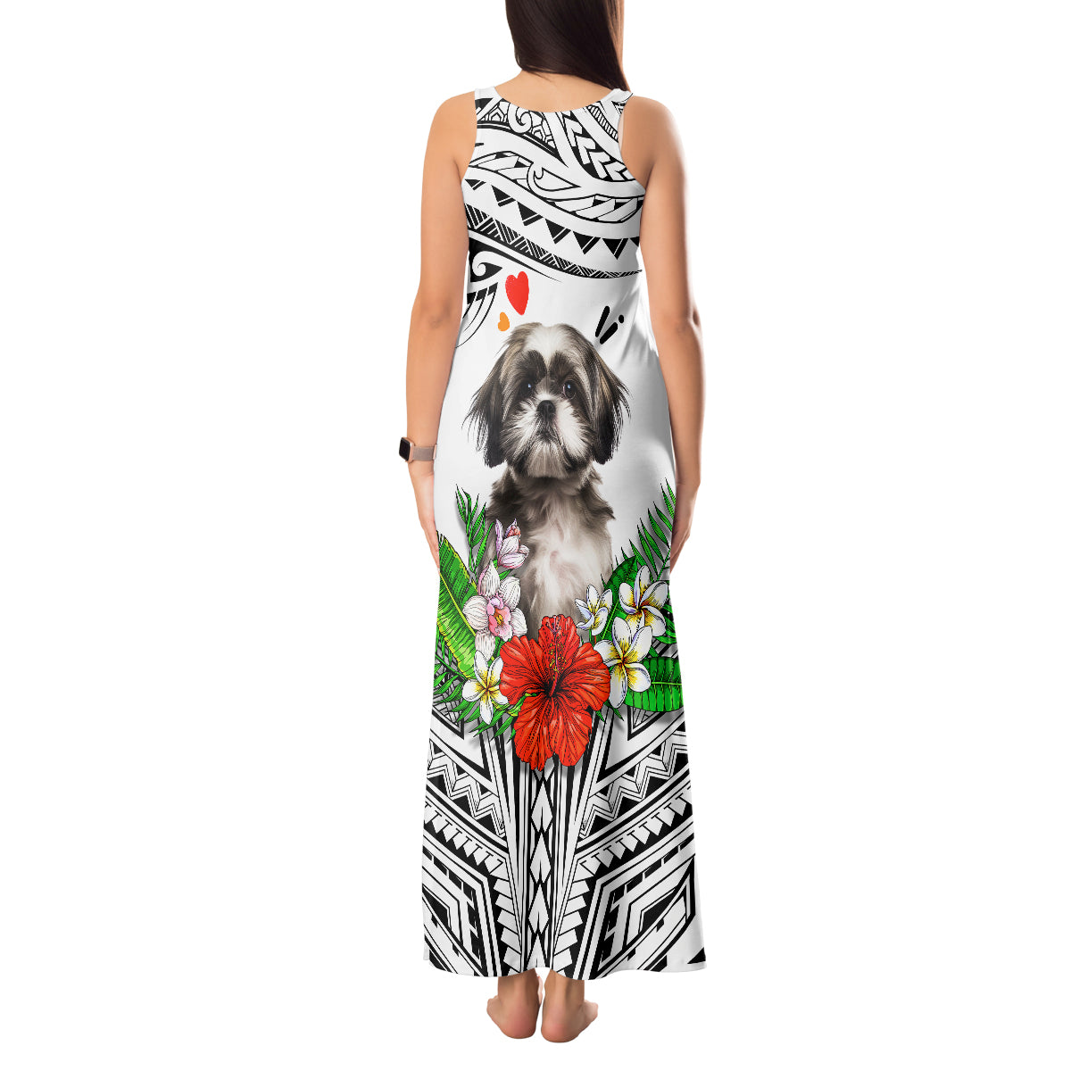 Polynesian Shih Tzu Tank Maxi Dress Polynesian Pattern And Shih Tzu TS04 - Polynesian Pride