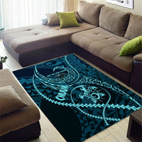 Chuuk Deep Into Truk Lagoon Area Rug Polynesian Tribal Pattern Wreck Diving Teal Ship Art