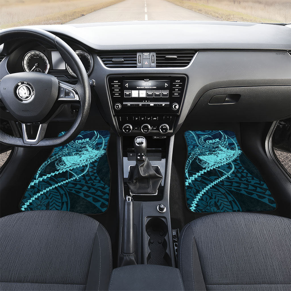 Chuuk Deep Into Truk Lagoon Car Mats Polynesian Tribal Pattern Wreck Diving Teal Ship Art