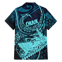 Chuuk Deep Into Truk Lagoon Family Matching Puletasi and Hawaiian Shirt Polynesian Tribal Pattern Wreck Diving Teal Ship Art