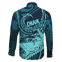 Chuuk Deep Into Truk Lagoon Family Matching Summer Maxi Dress and Hawaiian Shirt Polynesian Tribal Pattern Wreck Diving Teal Ship Art