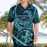 Chuuk Deep Into Truk Lagoon Hawaiian Shirt Polynesian Tribal Pattern Wreck Diving Teal Ship Art