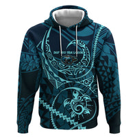 Chuuk Deep Into Truk Lagoon Hoodie Polynesian Tribal Pattern Wreck Diving Teal Ship Art