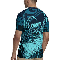 Chuuk Deep Into Truk Lagoon Rugby Jersey Polynesian Tribal Pattern Wreck Diving Teal Ship Art