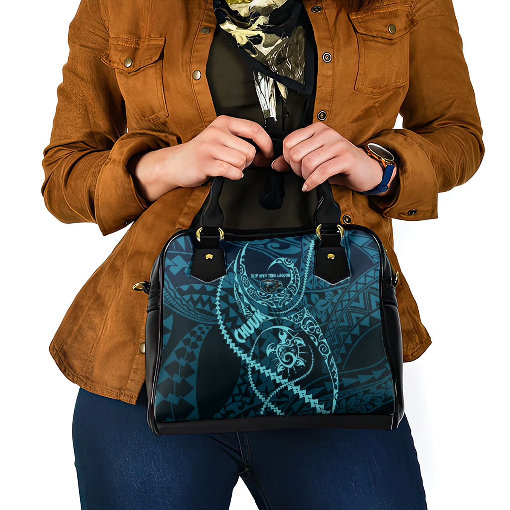 Chuuk Deep Into Truk Lagoon Shoulder Handbag Polynesian Tribal Pattern Wreck Diving Teal Ship Art