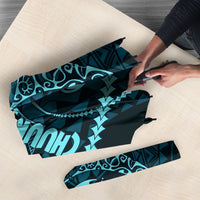 Chuuk Deep Into Truk Lagoon Umbrella Polynesian Tribal Pattern Wreck Diving Teal Ship Art