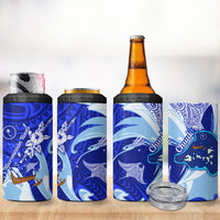 Chuuk Micronesian Roots 4 in 1 Can Cooler Tumbler Polynesian Tribal Pattern Hibiscus Flower And Stingray Art
