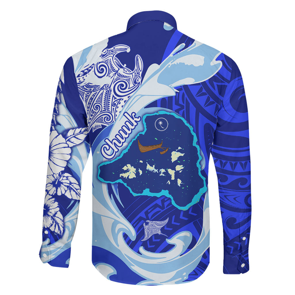 Chuuk Micronesian Roots Family Matching Long Sleeve Bodycon Dress and Hawaiian Shirt Polynesian Tribal Pattern Hibiscus Flower And Stingray Art