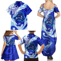 Chuuk Micronesian Roots Family Matching Summer Maxi Dress and Hawaiian Shirt Polynesian Tribal Pattern Hibiscus Flower And Stingray Art