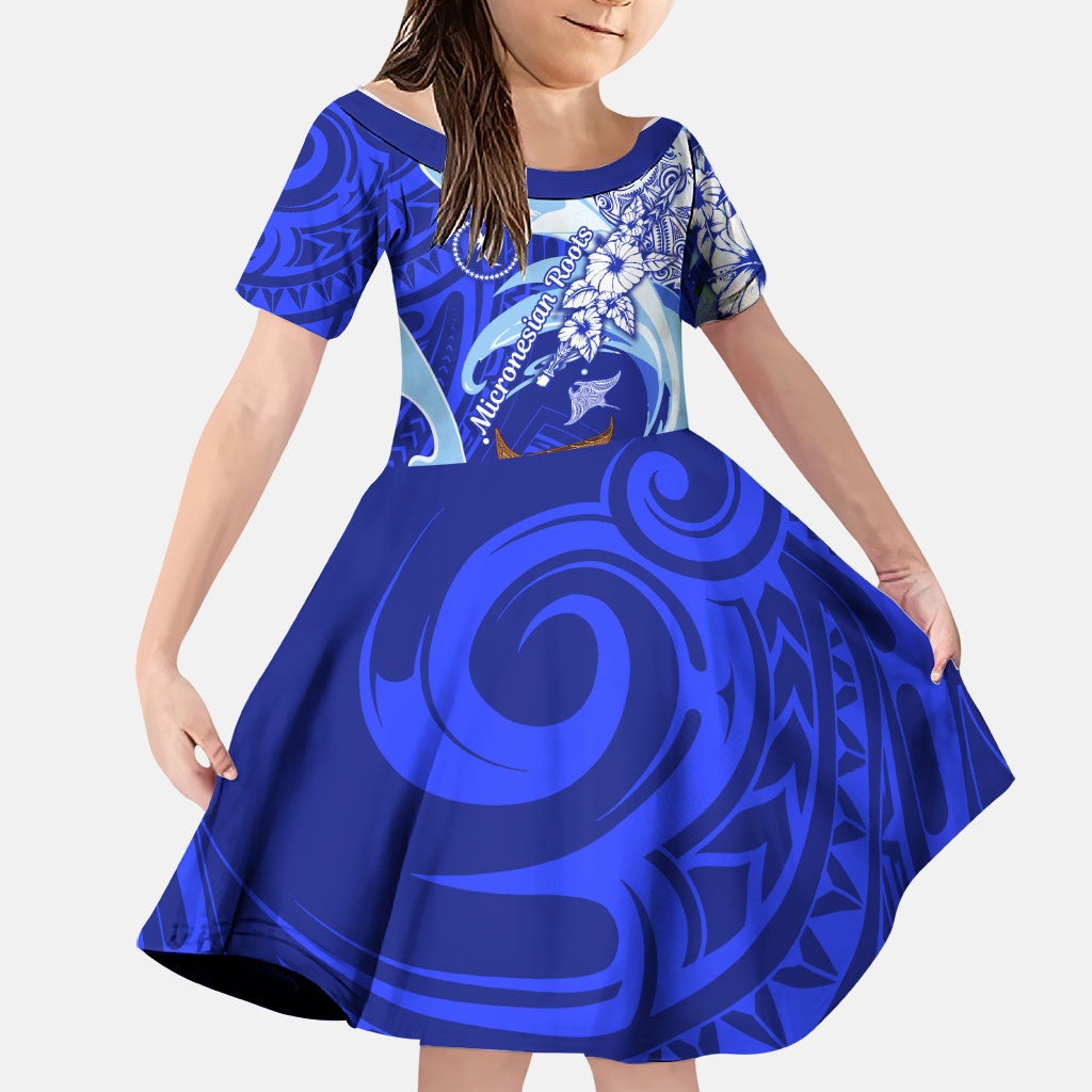 Chuuk Micronesian Roots Family Matching Tank Maxi Dress and Hawaiian Shirt Polynesian Tribal Pattern Hibiscus Flower And Stingray Art