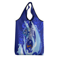 Chuuk Micronesian Roots Grocery Bag Polynesian Tribal Pattern Hibiscus Flower And Stingray Art