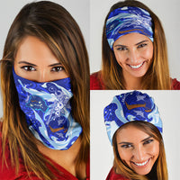 Chuuk Micronesian Roots Neck Gaiter Polynesian Tribal Pattern Hibiscus Flower And Stingray Art