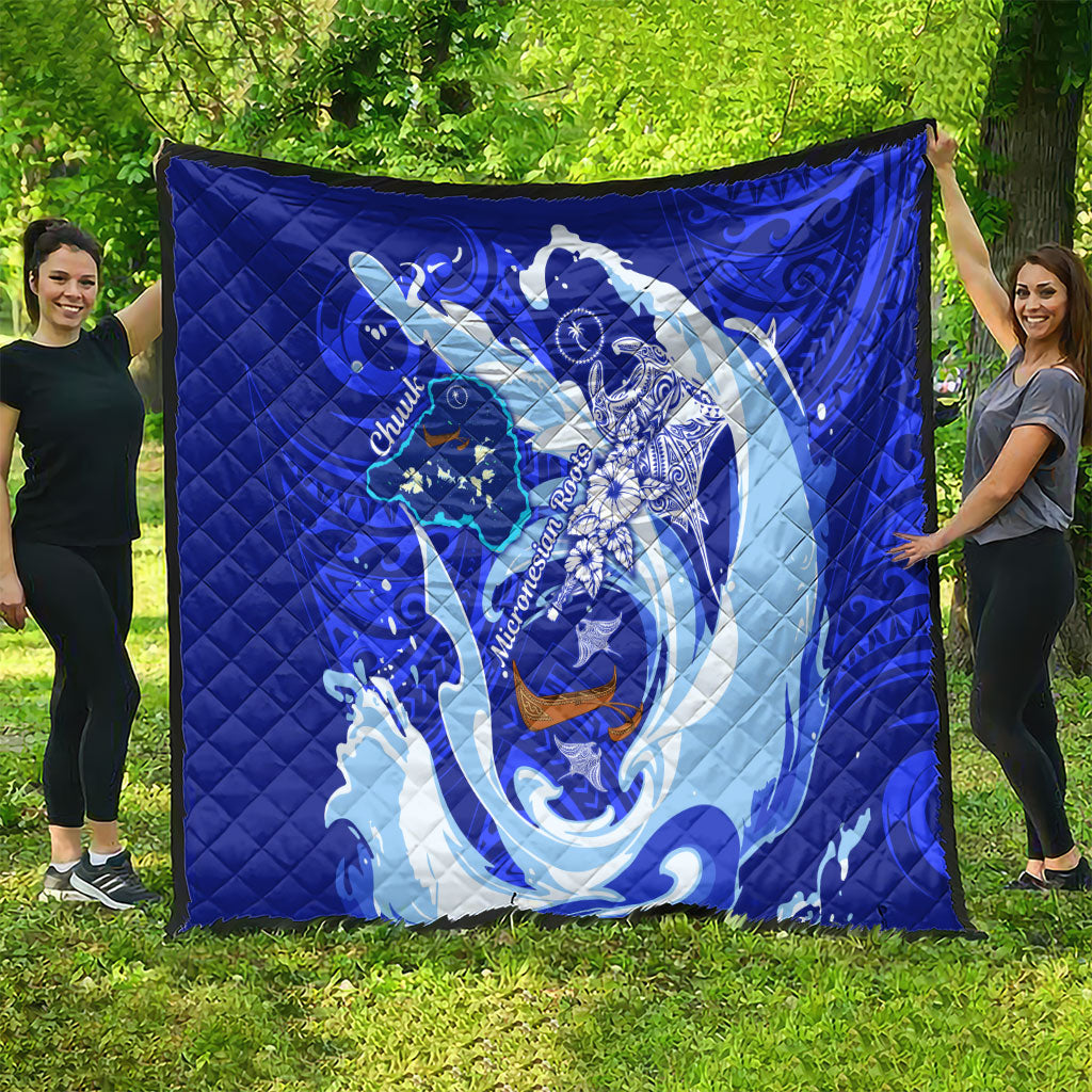Chuuk Micronesian Roots Quilt Polynesian Tribal Pattern Hibiscus Flower And Stingray Art