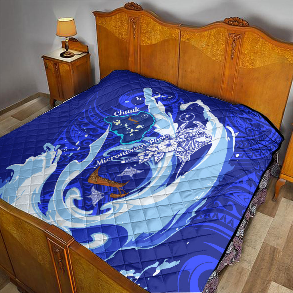 Chuuk Micronesian Roots Quilt Polynesian Tribal Pattern Hibiscus Flower And Stingray Art