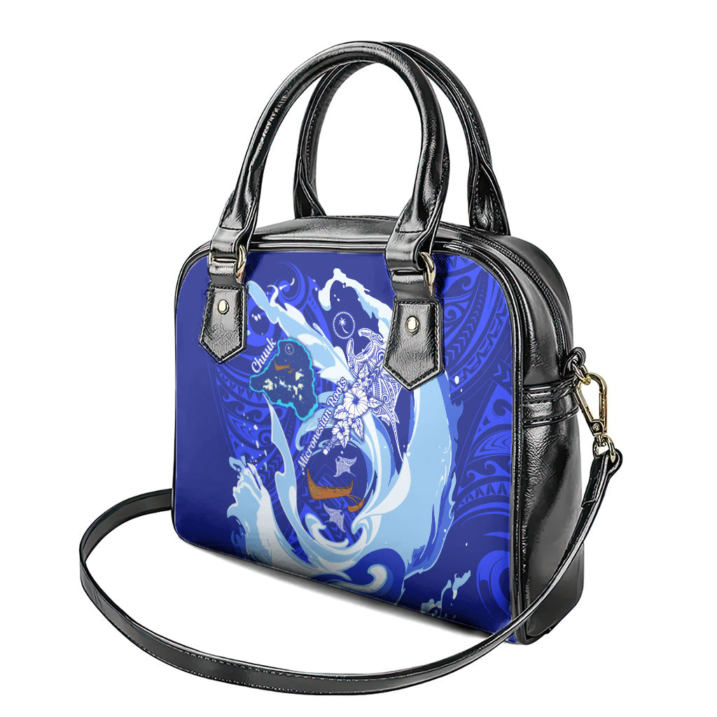 Chuuk Micronesian Roots Shoulder Handbag Polynesian Tribal Pattern Hibiscus Flower And Stingray Art
