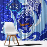 Chuuk Micronesian Roots Window Curtain Polynesian Tribal Pattern Hibiscus Flower And Stingray Art