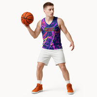 Chuuk Tropical Sunset Coordinates Basketball Jersey Neon Graffiti Polynesian Tribal