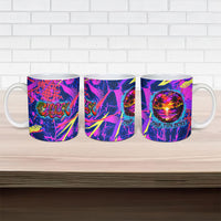Chuuk Tropical Sunset Coordinates Ceramic Mug Neon Graffiti Polynesian Tribal
