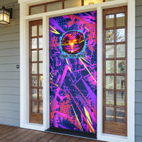 Chuuk Tropical Sunset Coordinates Door Cover Neon Graffiti Polynesian Tribal