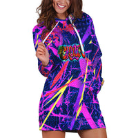 Chuuk Tropical Sunset Coordinates Hoodie Dress Neon Graffiti Polynesian Tribal