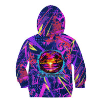 Chuuk Tropical Sunset Coordinates Kid Hoodie Neon Graffiti Polynesian Tribal
