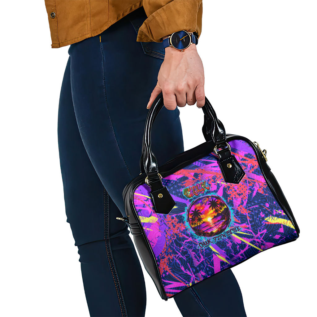 Chuuk Tropical Sunset Coordinates Shoulder Handbag Neon Graffiti Polynesian Tribal