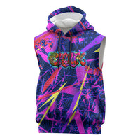 Chuuk Tropical Sunset Coordinates Sleeveless Hoodie Neon Graffiti Polynesian Tribal