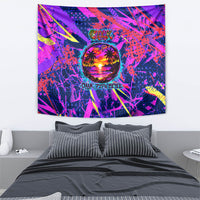 Chuuk Tropical Sunset Coordinates Tapestry Neon Graffiti Polynesian Tribal