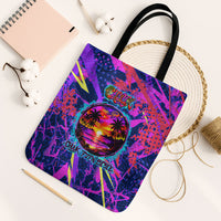 Chuuk Tropical Sunset Coordinates Tote Bag Neon Graffiti Polynesian Tribal