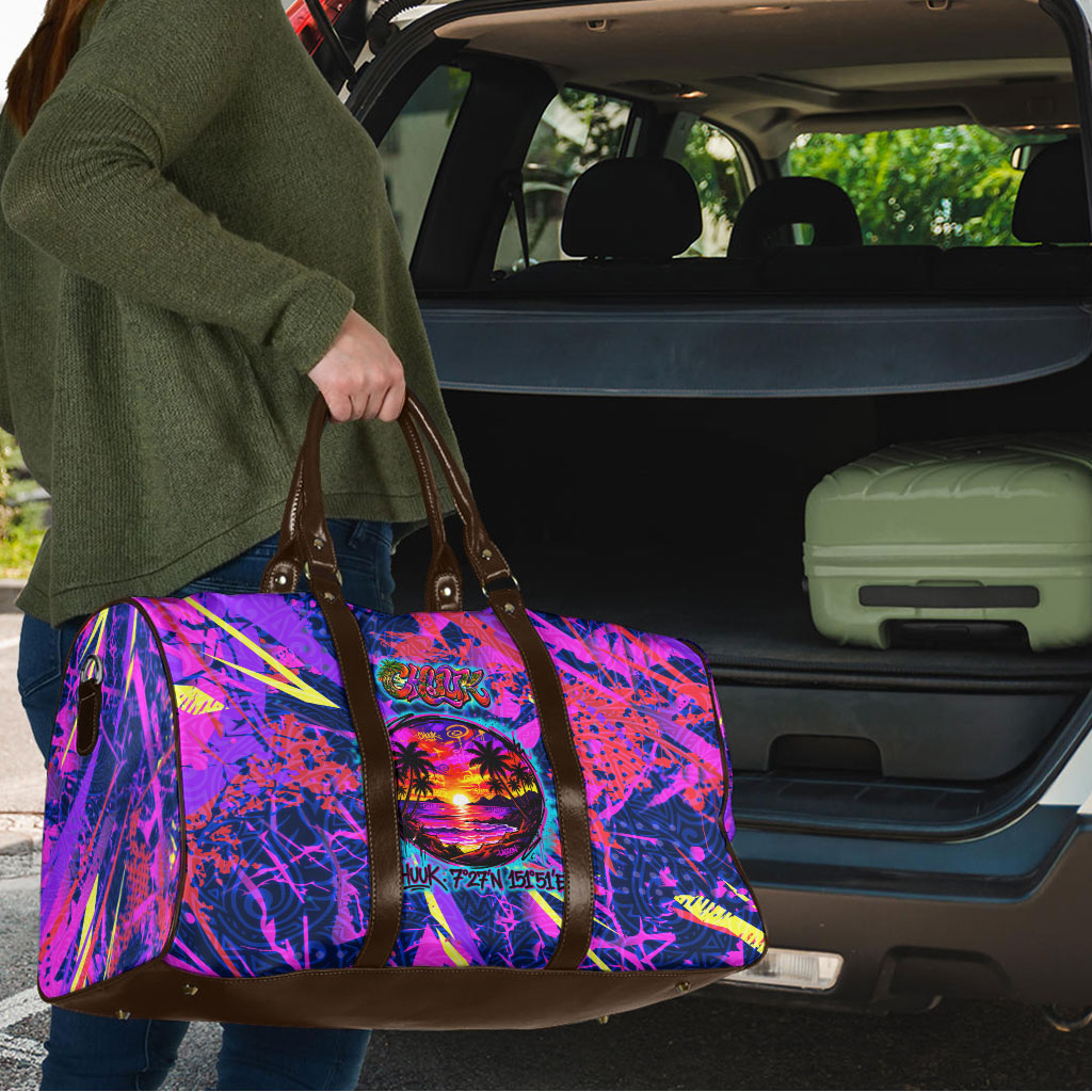 Chuuk Tropical Sunset Coordinates Travel Bag Neon Graffiti Polynesian Tribal