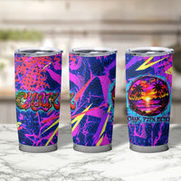 Chuuk Tropical Sunset Coordinates Tumbler Cup Neon Graffiti Polynesian Tribal