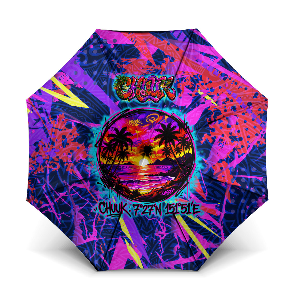 Chuuk Tropical Sunset Coordinates Umbrella Neon Graffiti Polynesian Tribal