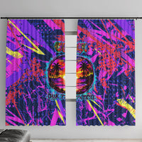 Chuuk Tropical Sunset Coordinates Window Curtain Neon Graffiti Polynesian Tribal