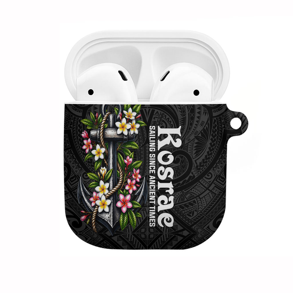 Kosrae Nautical Heritage AirPods Case Polynesian Tribal Anchor With Plumeria Tropical Art