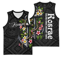 Kosrae Nautical Heritage Basketball Jersey Polynesian Tribal Anchor With Plumeria Tropical Art