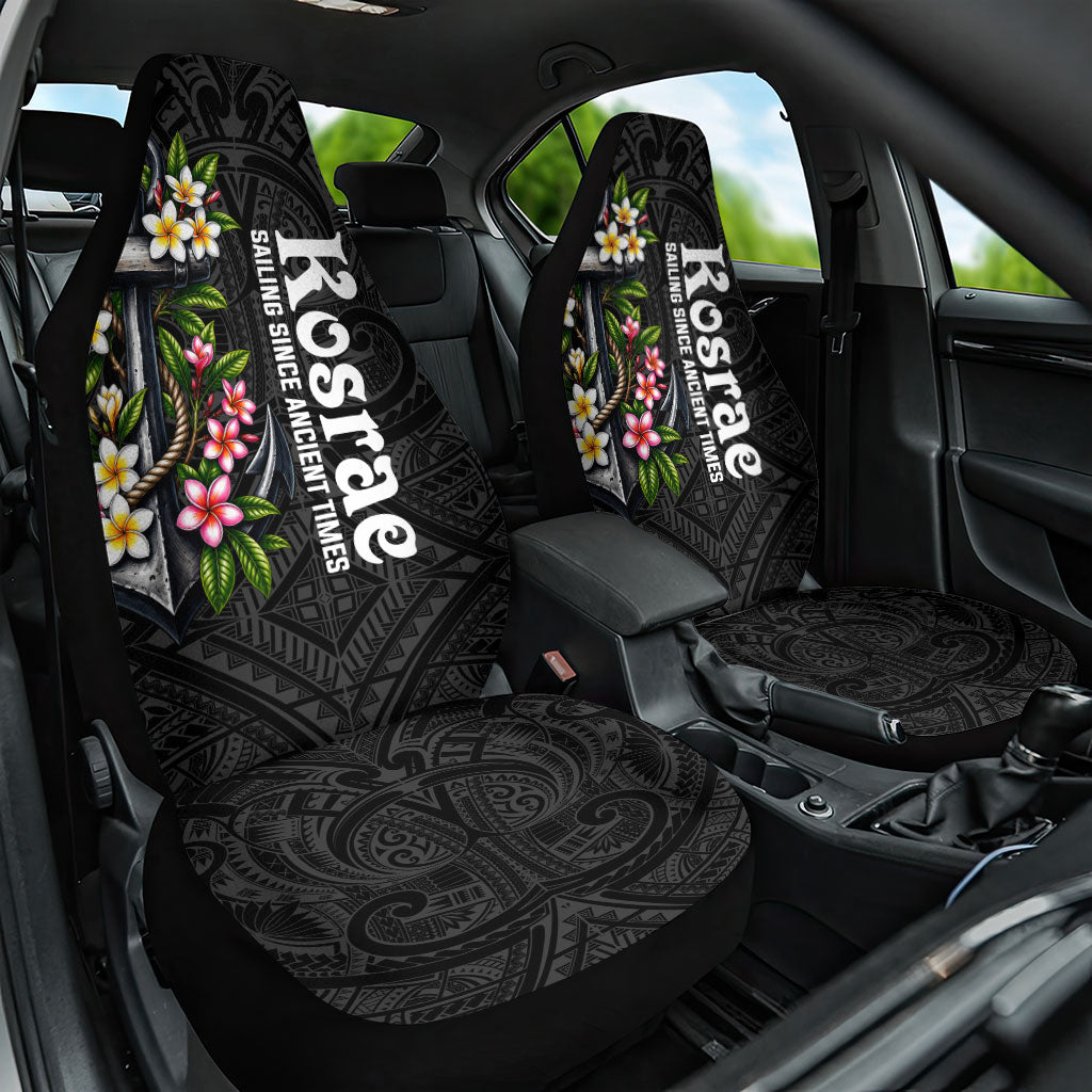 Kosrae Nautical Heritage Car Seat Cover Polynesian Tribal Anchor With Plumeria Tropical Art